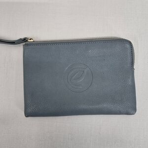 Elegant Blue Leather Wristlet